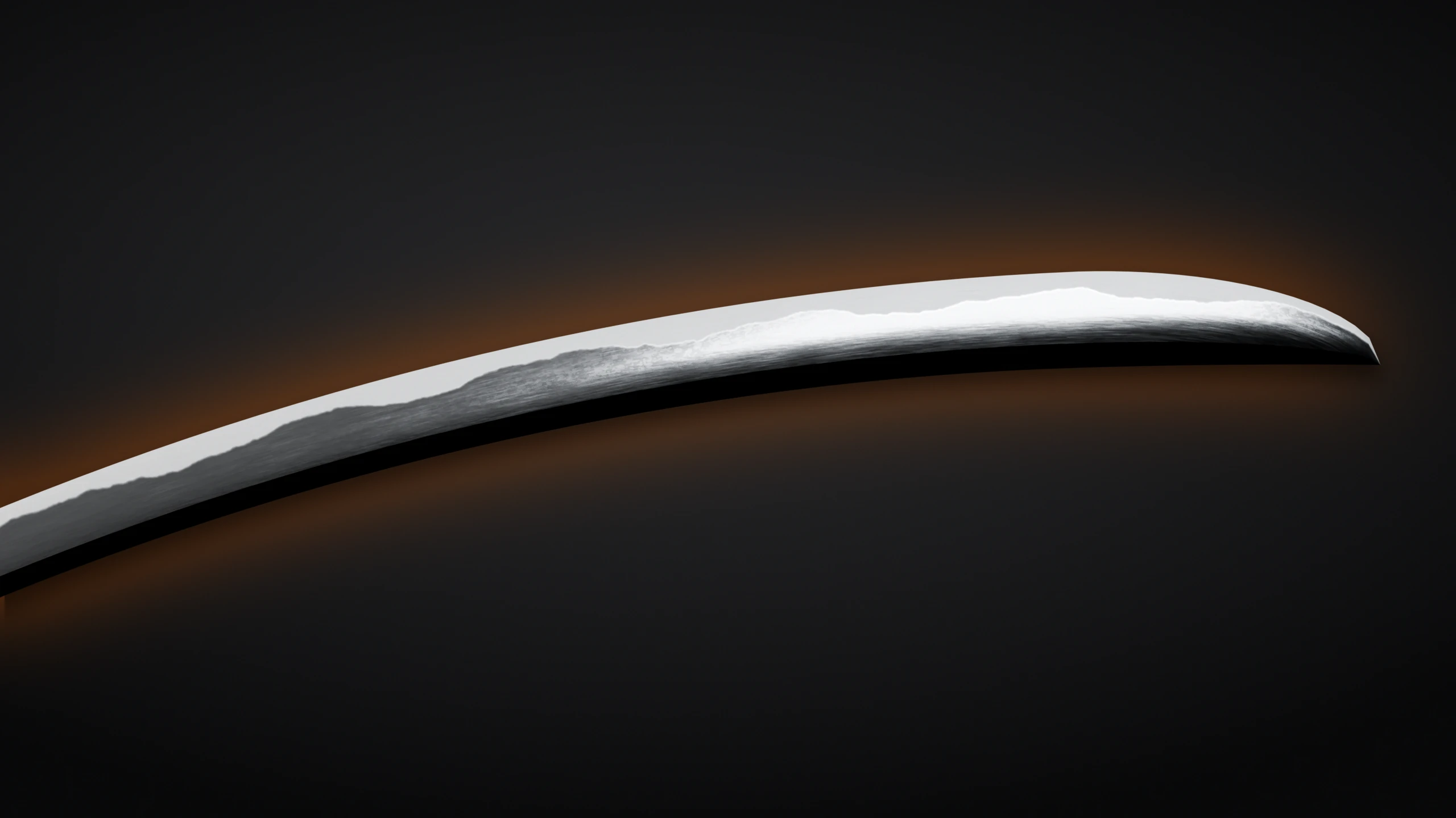 Close-up of the naginata's curved blade
